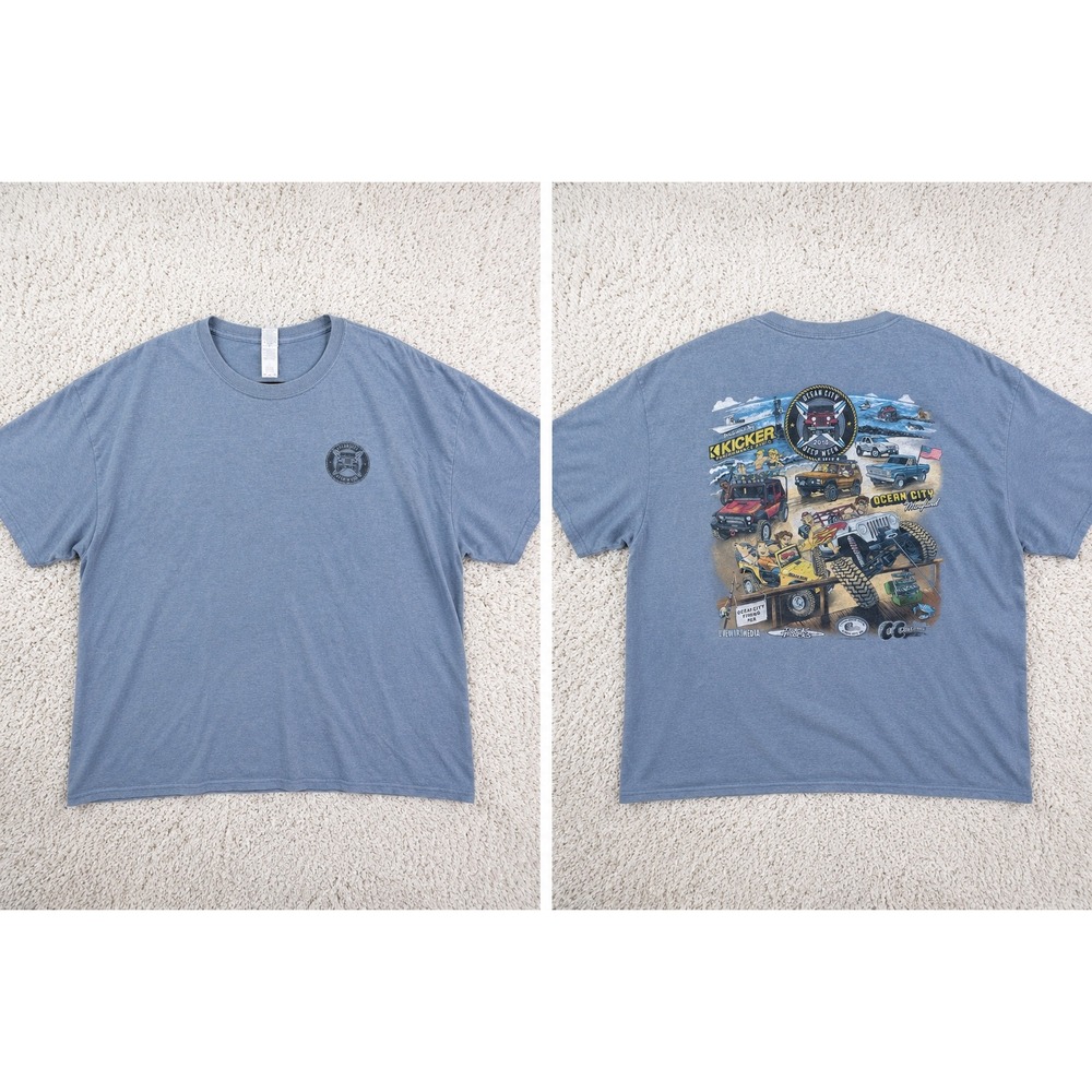 Gildan T-Shirt Mens 3XL Blue 2018 Ocean City Jeep Week Graphic Tee Off-Road 4x4